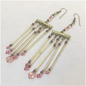 Vintage Extra Long Boho Crystal Earrings As Is